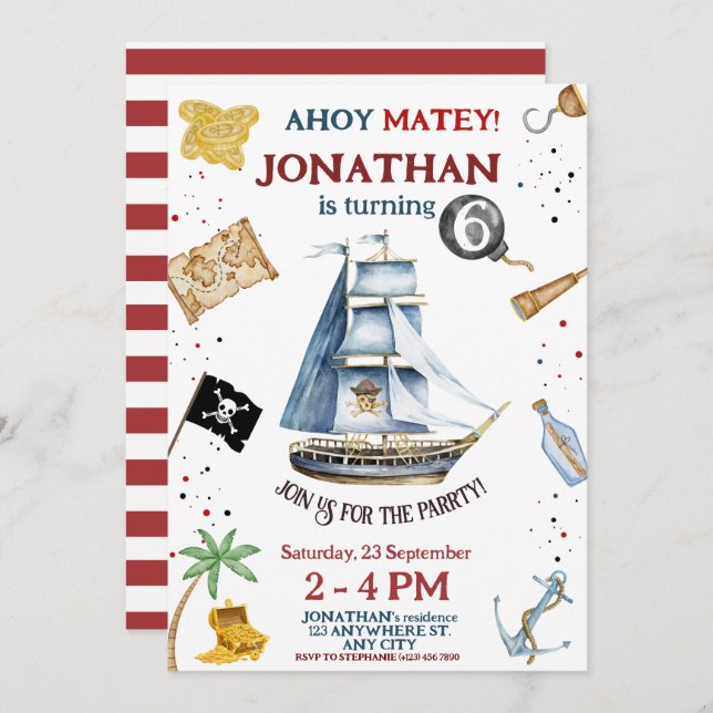 Pirate Birthday Invitation (Front/Back)