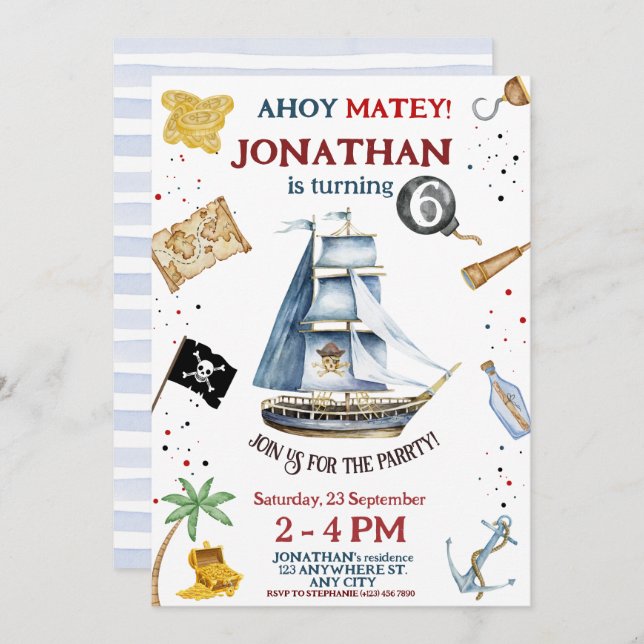 Pirate Birthday Invitation (Front/Back)
