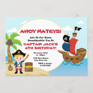 Pirate Birthday Invitation Pirate Boy Blonde