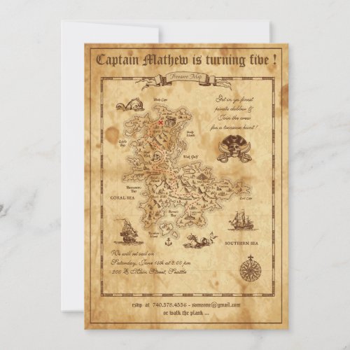 Pirate Birthday Invitation _ Treasure Map Invite