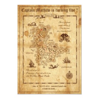 Pirate Birthday Invitation - Treasure Map Invite