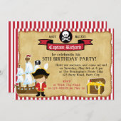 Pirate Birthday Invitation (with Ship & Map) (Front/Back)