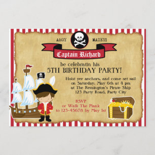 Pirate Birthday Invitation (with Ship & Map)