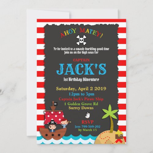 Pirate Birthday Invitations Pirate Party Boy