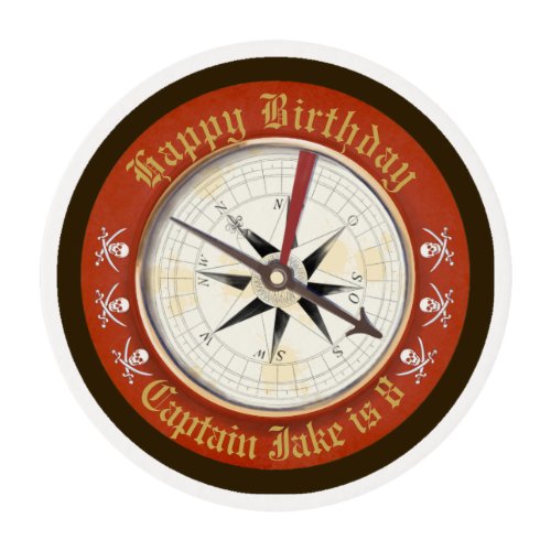 Pirate Birthday Jolly Roger Compass Edible Frosting Rounds