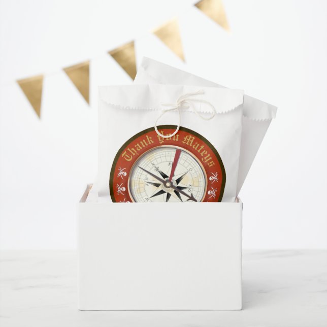 Pirate Birthday Jolly Roger Compass Favor Bag (Party)