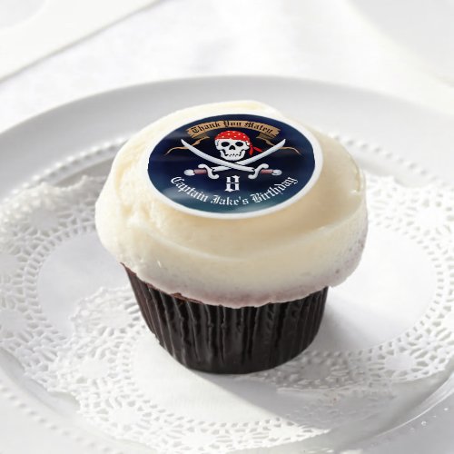 Pirate Birthday Jolly Roger Edible Frosting Rounds