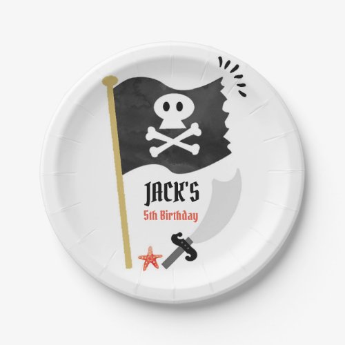 Pirate Birthday Paper Plate with Name