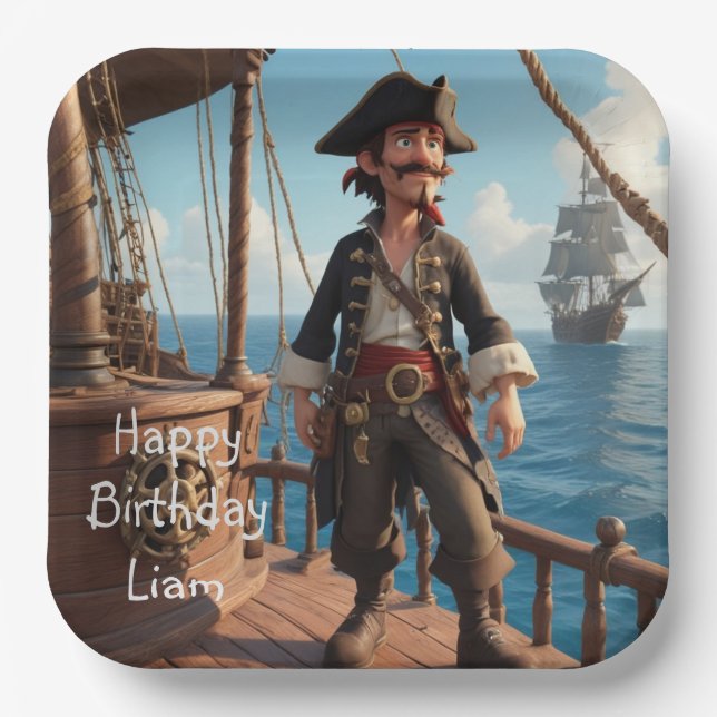 Pirate Birthday Paper Plates (Front)