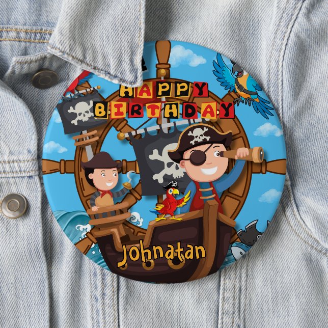 Pirate Birthday Party Button (In Situ)