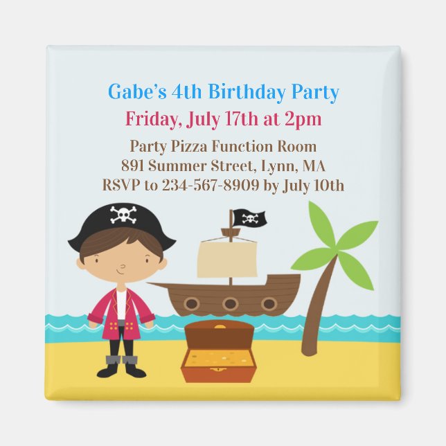 Pirate Birthday Party Captain Invitation Magnet (Front)
