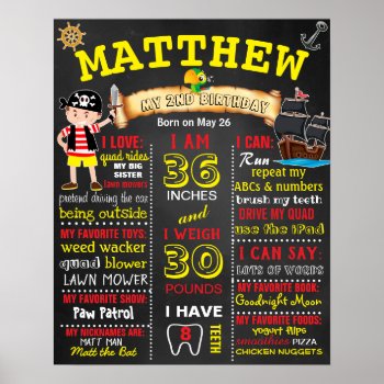 Pirate Birthday Party Chalkboard Sign by 10x10us at Zazzle