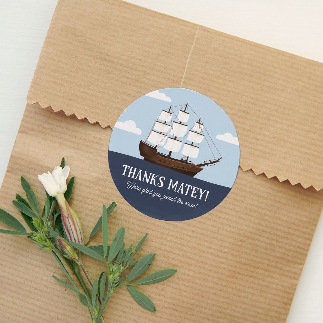 Pirate Birthday Party Classic Round Sticker (Creator Uploaded)