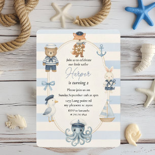 Pirate Birthday Party   Cute Ahoy Captain Invitation