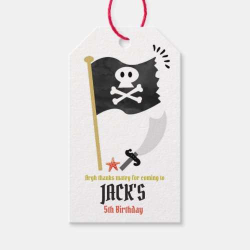 Pirate birthday party favor tags thank you