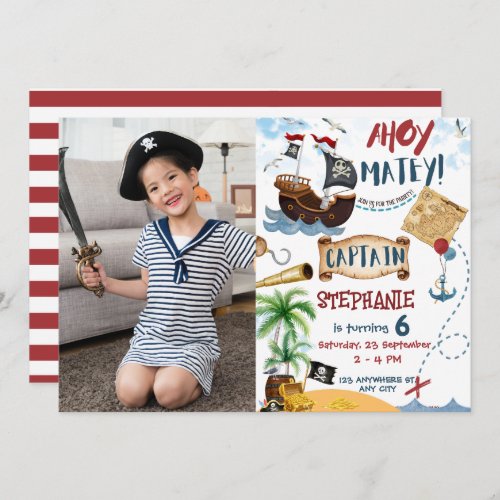 Pirate birthday party invitation