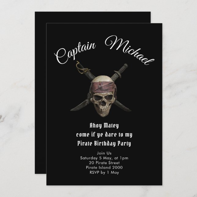 Pirate Birthday Party  Invitation (Front/Back)
