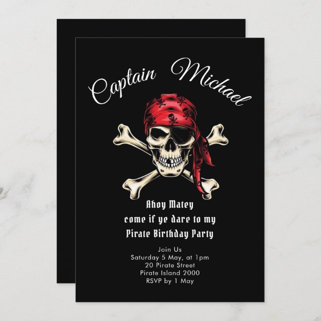Pirate Birthday Party  Invitation (Front/Back)