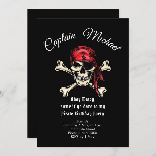 Pirate Birthday Party  Invitation