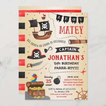 Pirate Birthday Party Invitation by SugarPlumPaperie at Zazzle