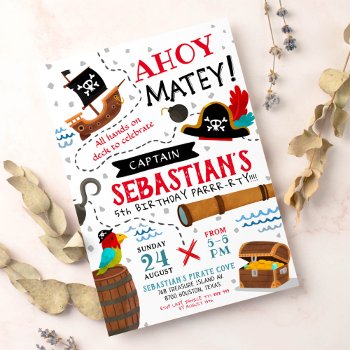 Pirate Birthday Party Invitation by OwlieInvites at Zazzle