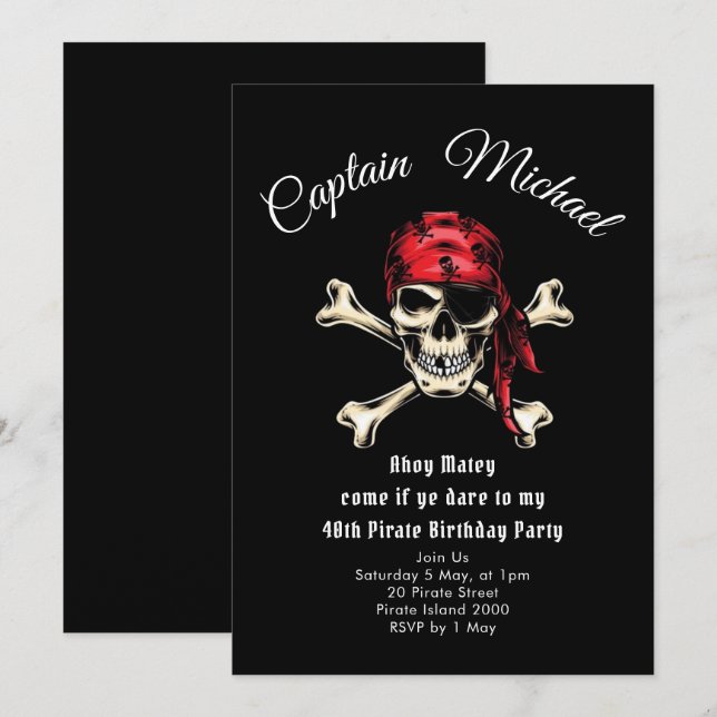 Pirate Birthday Party  Invitation (Front/Back)