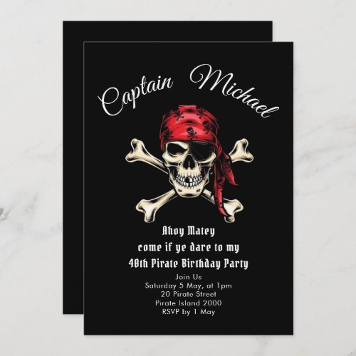 Pirate Birthday Party  Invitation