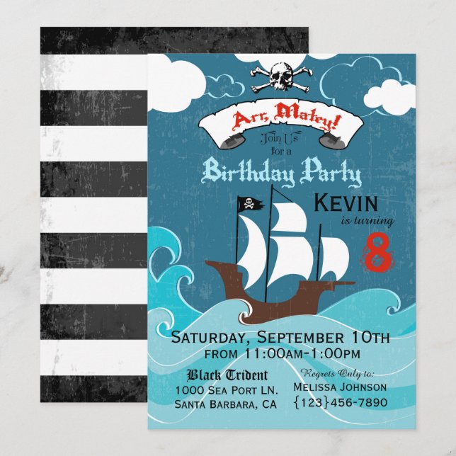 Pirate Birthday Party Invitation (Front/Back)
