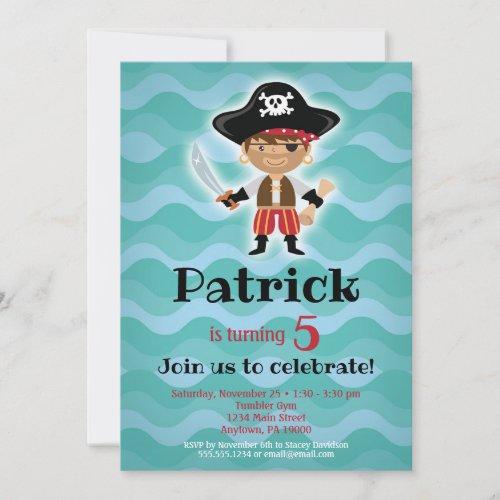 Pirate Birthday Party Invitation Boys