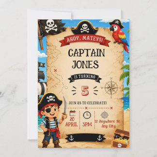 Pirate Birthday Party Invitation for Boys