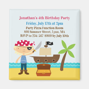 Pirate Birthday Party Invitation Magnet