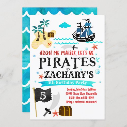 Pirate birthday party invitation Pirates