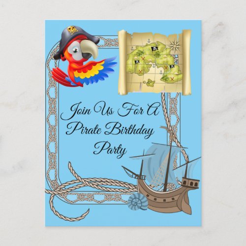 Pirate Birthday Party Invitation Postcard