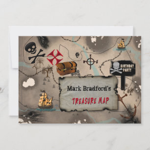 PIRATE BIRTHDAY PARTY INVITATION - TREASURE MAP