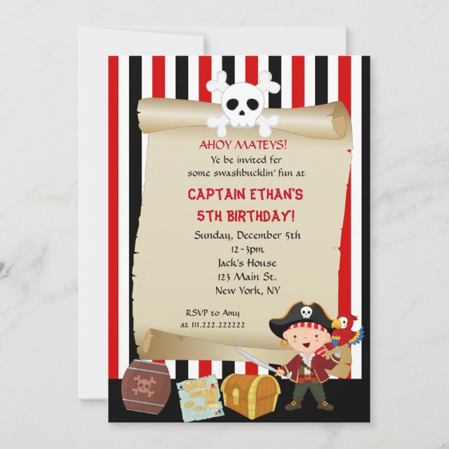 Pirate Birthday Party Invitations (Front)