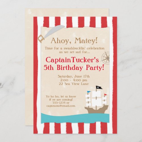 Pirate Birthday Party Invitations