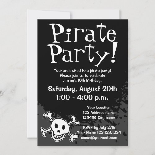 Pirate Birthday party invitations for kids