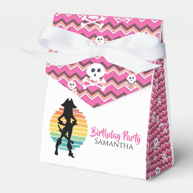 Pirate  Birthday Party Lady  Favor Box (Front Side)