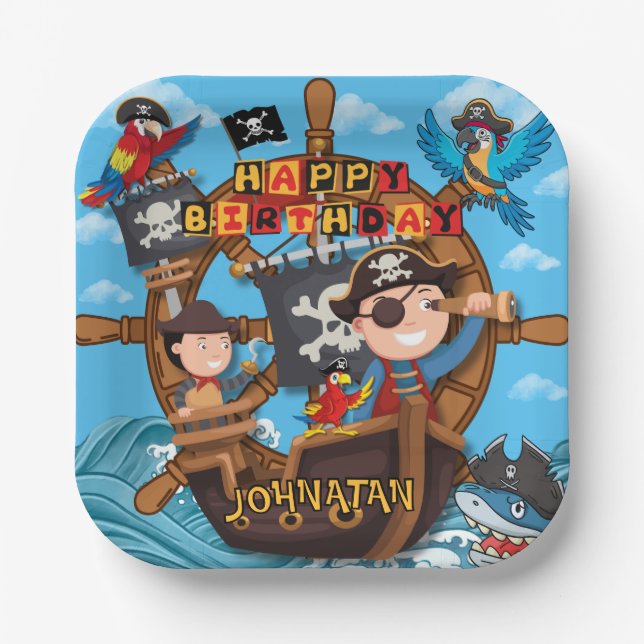 Pirate Birthday Party Paper Plates (Front)
