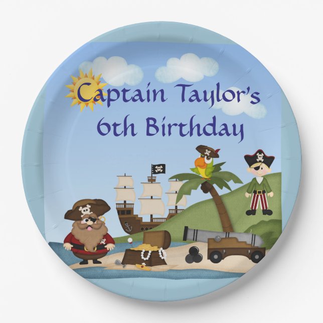 Pirate Birthday Party Paper Plates (Front)