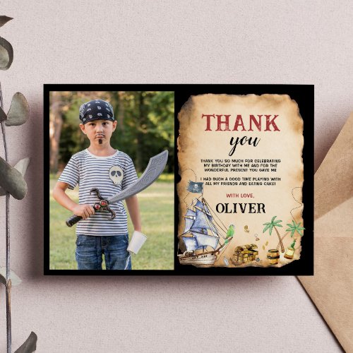 Pirate Birthday Party Photo Thank You Card