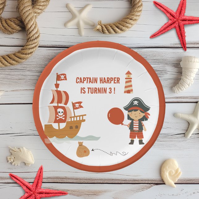 Pirate Birthday Party | Red Ship & Captain Paper Plates (Creator Uploaded)
