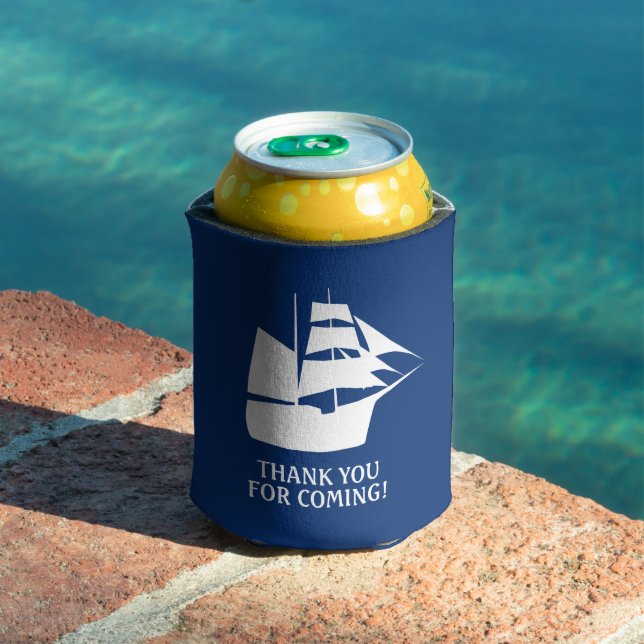 Pirate birthday party Sailboat Thank you  Can Cooler (In Situ Pool)