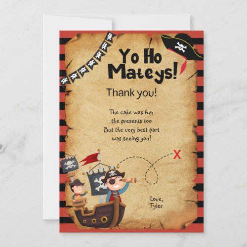 Pirate Birthday Party Thank You Card