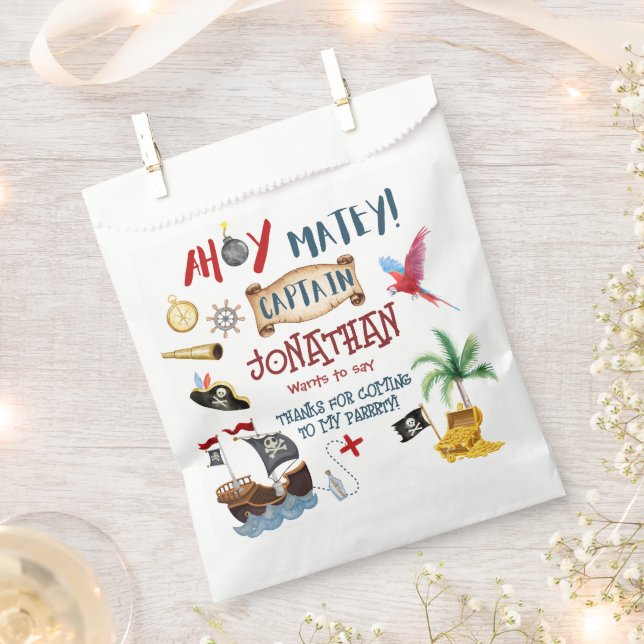 Pirate Birthday party thank you  Favor Bag (Clipped)