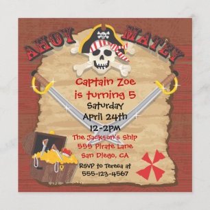 Pirate Birthday Party with Photo Insert Invitation