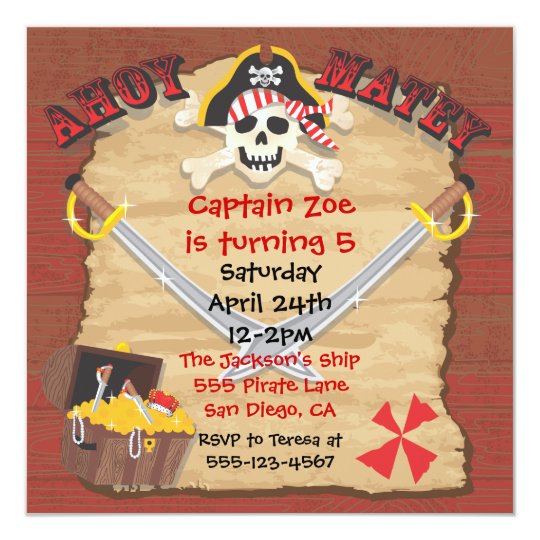 Pirate Birthday Party with Photo Insert Invitation | Zazzle.com