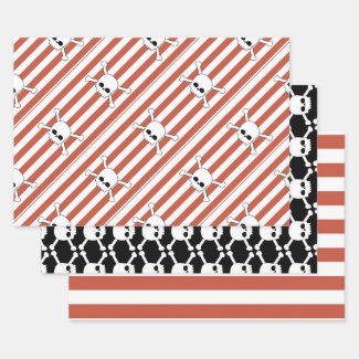 pirate birthday party with skulls wrapping paper sheets