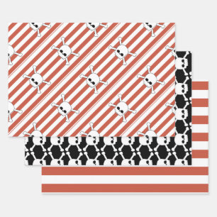 pirate birthday party with skulls wrapping paper sheets