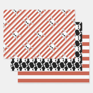 pirate birthday party with skulls wrapping paper sheets